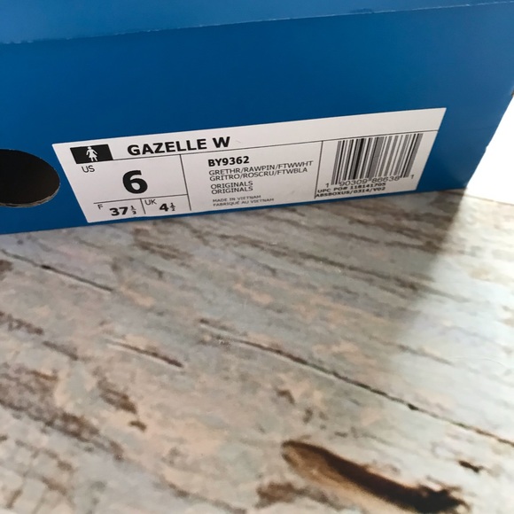 NIB Adidas Gazelle Gray W/ Pink Stripes - Picture 6 of 7